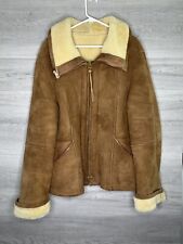 Vintage French Creek Sz 42 Sherling Sheep Skin Leather Coat Brown Two Way Zip picture