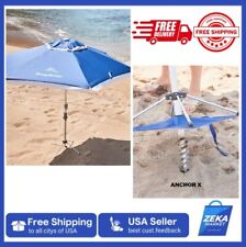 New Tommy Bahama 8' Beach Umbrella Tilt & AnchorX - Blue Umbrella, Beach, Park picture