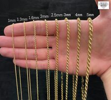 14K Gold Plated Sterling Silver Rope Link Chain Necklace 925 Silver Chain UNISEX picture