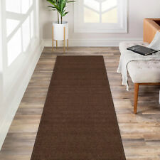 Custom Size SOLID BROWN Stair Hallway Runner Rug Non Slip Rubber Back picture