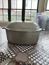 Vintage Therm-O-Craft Oval 15” X 9”Aluminum Dutch Oven With Lid Roaster Hammered picture