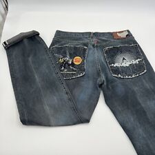 Vintage Y2K Red Monkey Martin KSOHOH Let it Bee Selvedge Faded Blue Jeans 36x32