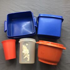 Vintage Tupperware Lot of 5 Clear Blue Orange Container picture