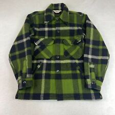 VINTAGE Woolrich Coat Mens 40 Medium Green Plaid 100% Wool Pockets 80s READ picture