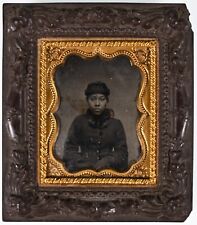 C. 1870s 1/9TH PLATE THERMOPLASTIC HANGING CASED TINTYPE AFRICAN AMERICAN WOMEN picture