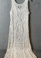Plaza South Womens Maxi Dress 12 White Lace Wedding Beach VTG picture