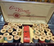 Vintage COATS & CLARK’S O.N.T. Sewing Case with Small Wood Spools, Misc. picture
