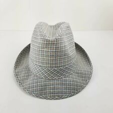Dobbs Unisex FIFTH AVENUE Body's Small Panama straw Fedora Plaid Hat Made in USA picture