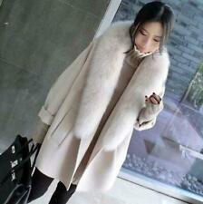 Women Cashmere Blend Oversized Fur Collar  Jacket Outwear Winter Warm Coat picture