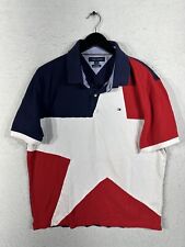 Vtg Tommy Hilfiger  Star 1/4 Button Short Sleeve Polo  Mens Sz XL (Red & Blue) picture