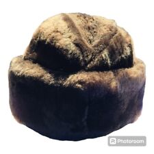 Vintage North King Dyed Mouton Lamb Fur Hat Brown Adult L picture