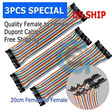 3PCS 40pc Dupont Wire Jumper Cable 1P-1P 2.54mm Female to Female length 20cm picture