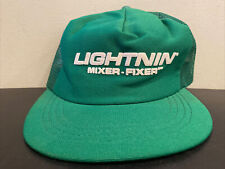 Vintage Lightnin Mixer Fixer Green Hat Trucker Mesh Snapback Made in USA picture