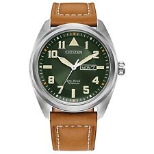 Citizen Eco-Drive Men's Garrison Calendar Brown Leather Watch 42MM BM8560-02X picture