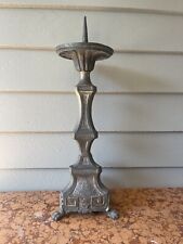 ANTIQUE 19TH C ? PRIVET BRASS ? ALTAR CANDLESTICK, C 1800 HEBREW WRITING picture