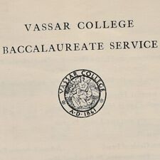 Vintage 1944 Baccalaureate Service Program Jane Hohfeld Vassar College picture