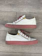 Giuseppe Zanotti White Leather Sneakers w/ Pink Suede Trim sz 39.5 picture
