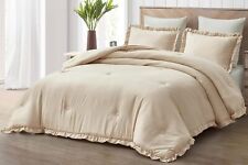 Chezmoi Collection Nora 3-Piece Ruffled Edge Trim Soft Washed Microfiber Comfort picture