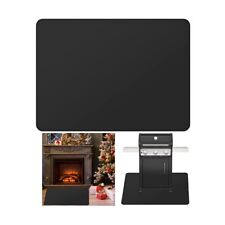 63″x38″ Fireproof Fireplace Mat Hearth Rug - Wood Pellet Stove Black  picture