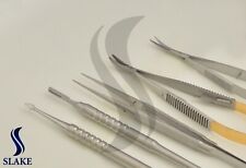 5 Pcs Castroviejo Micro Scissors Needle Holder Curved TC Forceps Dental Eye Set picture