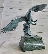 Signed Original Magnificent Large American Eagle Bronze Marble Statue Artwork picture