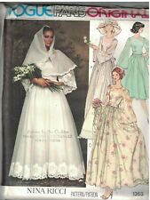 1363 UNCUT Vogue Sewing Pattern Misses Bridal Gown Dress Slip Scarf Nina Ricci picture
