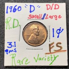 1960 D/D 1c Lincoln Cents Small/Large Variety Rare🔥 picture