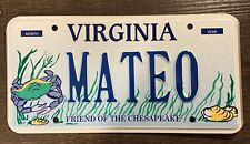 Virginia Personalized Vanity License Plate MATEO Tag Keepsake Chesapeake Crab picture