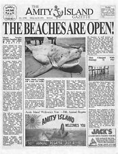 1975 Jaws Amity Island Gazette The Beaches Are Open Print Great White Shark picture