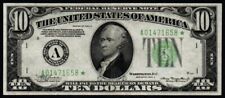 1934A $10 *STAR* NEAR PERFECT AU+ BETTER BOSTON Federal Reserve STAR Note picture
