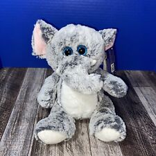Kellytoy Plush Elephant Gray White Stuffed Animal Blue Glitter Eyes Sitting 9