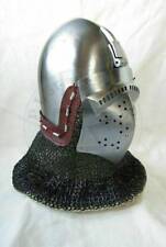 Antique Custom SCA 18Ga Steel Medieval klappvisier Bascinet Helmet w Aventail picture