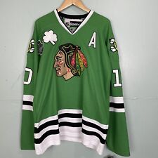 Rare Vtg Chicago Blackhawks St Patrick Day Jersey Green Reebok Stanley Cup NWT picture