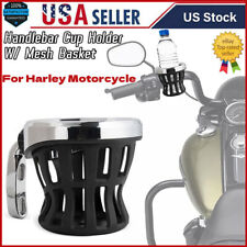 Handlebar Cup Holder Drink W/ Mesh Basket Mount Universal For Harley Motorcycle picture