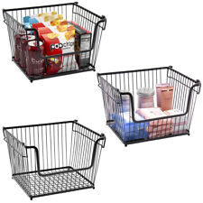 3-Pk Farmhouse Wire Metal Basket Bin - Stackable Storage for Home Kitchen Pantry picture