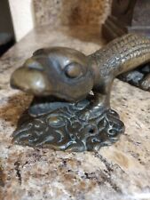 RARE Brass Gothic Antique Griffin Door Pull Heavy Patina picture