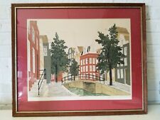 Vintage French Denis Paul Noyer Signed Street View Scene Lithograph Print picture