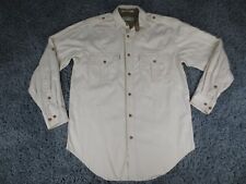 Orvis Shirt Mens Medium Cotton Button Up Safari Bush Roll Tab Epaulettes Desert* picture
