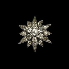 Beautiful Victorian Old Cut CZ Lab-Created Women's Excellent Star Brooch Pin picture