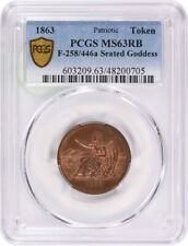 1863 Civil War Token Patriotic F258/446a Seated Goddess MS63RB PCGS picture