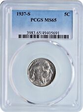 1937-S Buffalo Nickel 5C Gem Brilliant Uncirculated PCGS MS65 picture