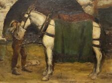 ANTIQUE EARLY AMERICAN 20th Century IMPRESSIONIST HORSE PORTRAIT OIL PAINTING  picture