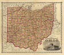 1860s “Township Map of the State of Ohio” Vintage Style US Map - 16x20 picture