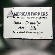 Vintage American Farmers Mutual Insurance Company Porcelain Advertising Sign picture