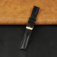 Black Full Grain Leather Watch Strap Men Gold Buckle Handmade Classic Style picture