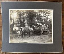 c. 1900s Patriotic Milk Wagon American Flags Horses Antique Mounted Photo 10x12 picture