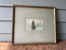 ANTIQUE WATERCOLOR SIGNED WR SAILING 19TH C SCENE TWO SAILBOATS ONE IN DISTRESS? picture