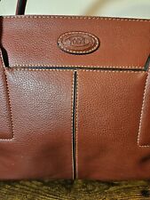 Tod's Women's Satchel Handbag Purse Burgundy Pebbled Leather Double Handle picture