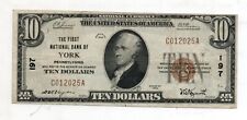 1929 $10 FNB York, YORK, PA NATIONAL CURRENCY CH. #197 picture