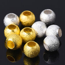50pcs 8mm Round Metal Brass Loose Spacer Big Hole Beads for Jewelry Making picture